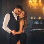 Luxurious,Sexy,Couple,Blonde,Woman,Dancing,With,Handsome,Man,Slow